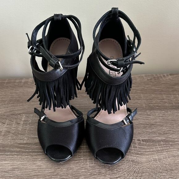 Giambattista Valli Revolve Leather Suede Fringe Ankle Strap Heels 6.5 Mobwife - Picture 15 of 15